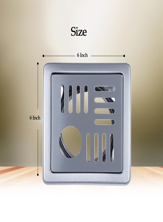 زاب غطاء تصريف أرضي من الفولاذ المقاوم للصدأ من سلسلة Zap Square AquaCut مقاس 6 بوصات، مقاوم للصدأ وأنيق، للاستخدام في الحمام والمطبخ والاستحمام والشرفة - Image 3